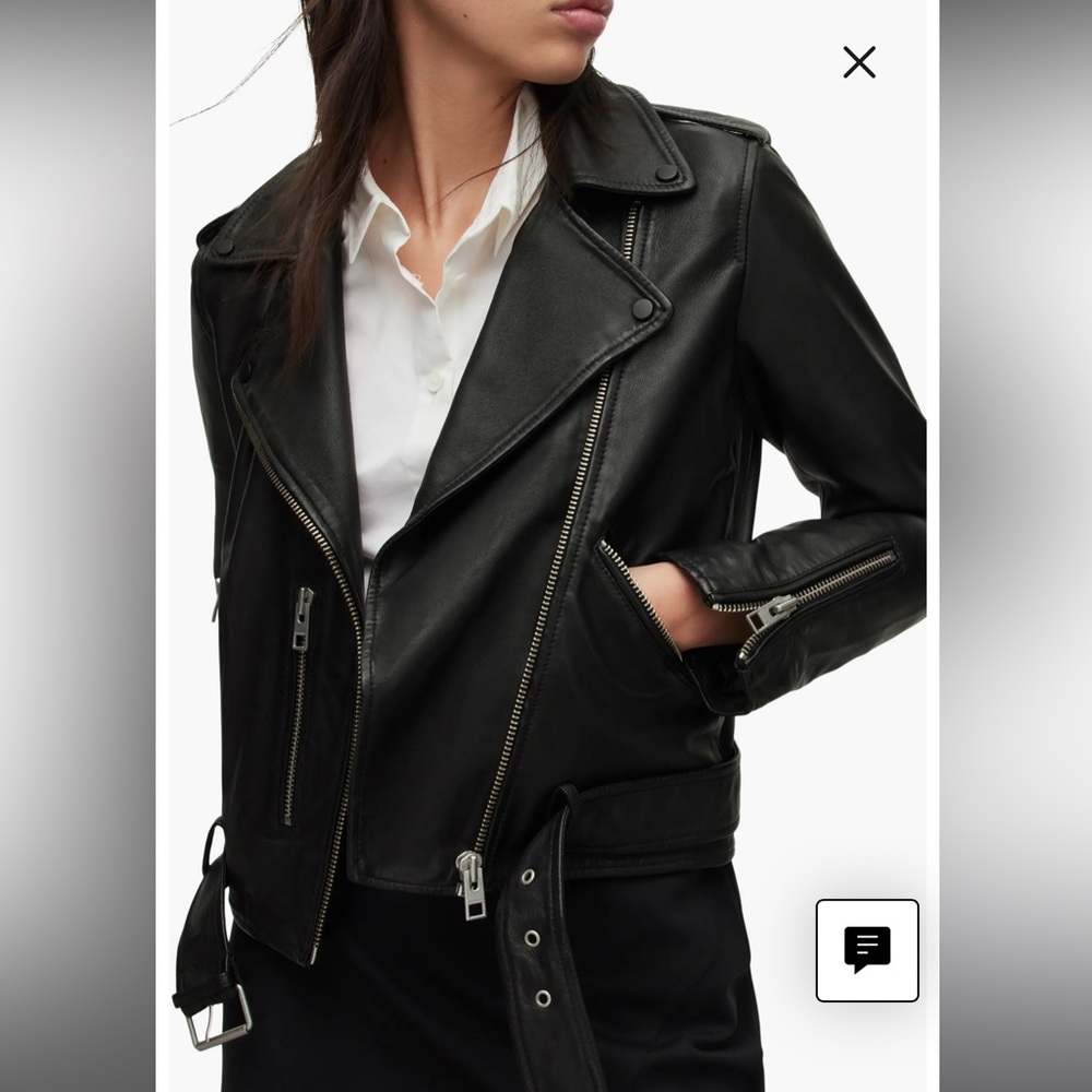 All Saints Black Leather Balfern Jacket - Picture 9 of 10